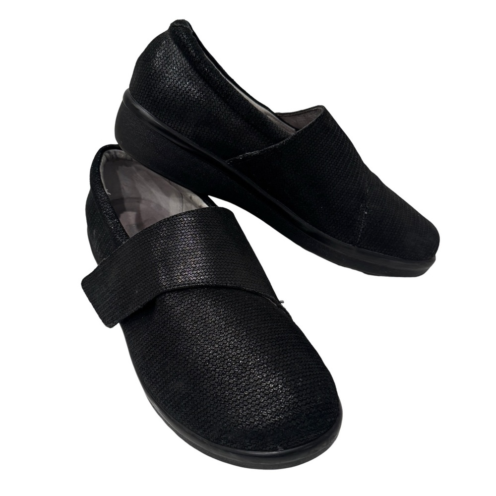 Alegria Lauryn Black Slip-On Cross Strap Leather Shoes sz 11.5-12 EU 42w